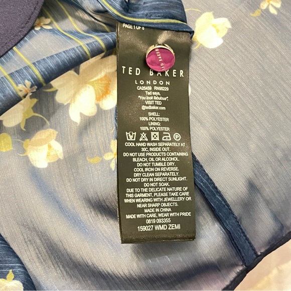 NWOT Ted Baker London Pearl Floral Long Sleeve Minidress in Navy - Size 3 US 8 - Picture 11 of 11